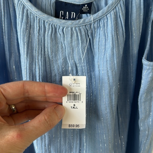 NWT blue ruffle-sleeved summer GAP dress, size Small tall - Picture 5 of 6